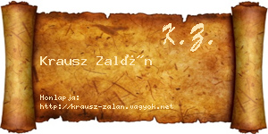 Krausz Zalán névjegykártya